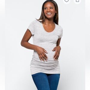 Market & Spruce Maternity Heather Gray Short Sleeve Top - small